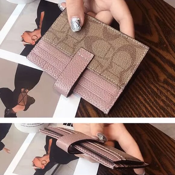 Women's Monogram Card Holder – Pink Vegan Leather - Picture 7 of 11